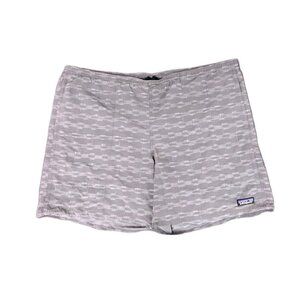 Patagonia Men's Baggies Shorts 5” Inseam Sz (L) Gray Printed Lines Athleisure